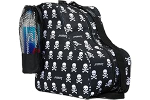 Fydelity Cute Roller Skate Bags for Women; Ideal Quad Roller Skate Bag or Roller Skate Bags for Girls; Use as Ice Skating Bag, Figure Skating Bag, Ice Skate Bags for Girls w/Clip-On Water Bottle Bag