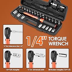 1/4 Inch Drive Click Torque Wrench, 27 PCS Bike