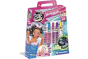 Clementoni - Crazy Chic - Shinny Nails - Glow in The Dark - with Stickers and Fluorescent decals - Complete Beauty Kit for Ma