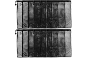IMUCCI 13"X15.5" 12Pcs Mesh Laundry Drawstring Bag Nylon Drawstring Gym Bag with Cord Lock Closure
