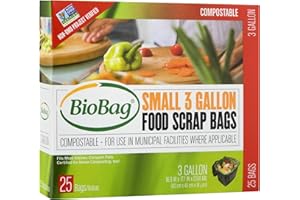 BioBag Premium Compostable Food Scrap Bags, 3 Gallon, 25 Count