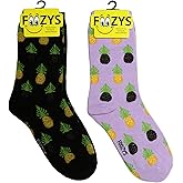 Foozys Women’s Crew Socks | Pineapples Cute Delicious Fruits Print Fashion Novelty Socks | 2 Pairs Included in Two Colors