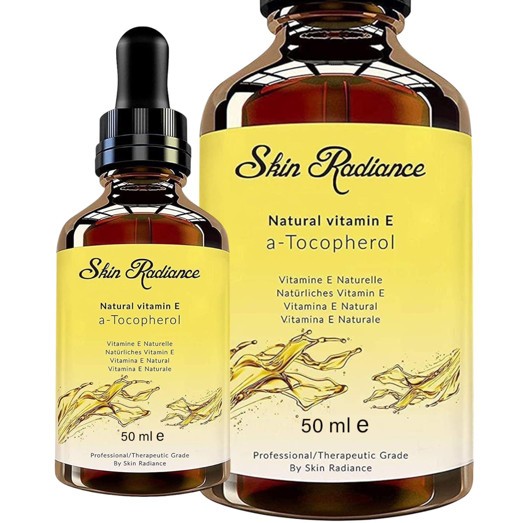 Premium 100% Pure Vitamin E Oil for Face & Skin - 60,000 IU in Glass Bottle - Highly Moisturising Oil for Skin, Nails & Hair - Vegan, No GMO & Hexane Free. 50ml