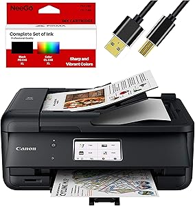 Canon All-in-One Printer for Home Office Copier Scanner Fax Auto Document Feeder Photo and Document Printing Airprint (R) and Android Printing + Bonus Set of Ink and Printer Cable