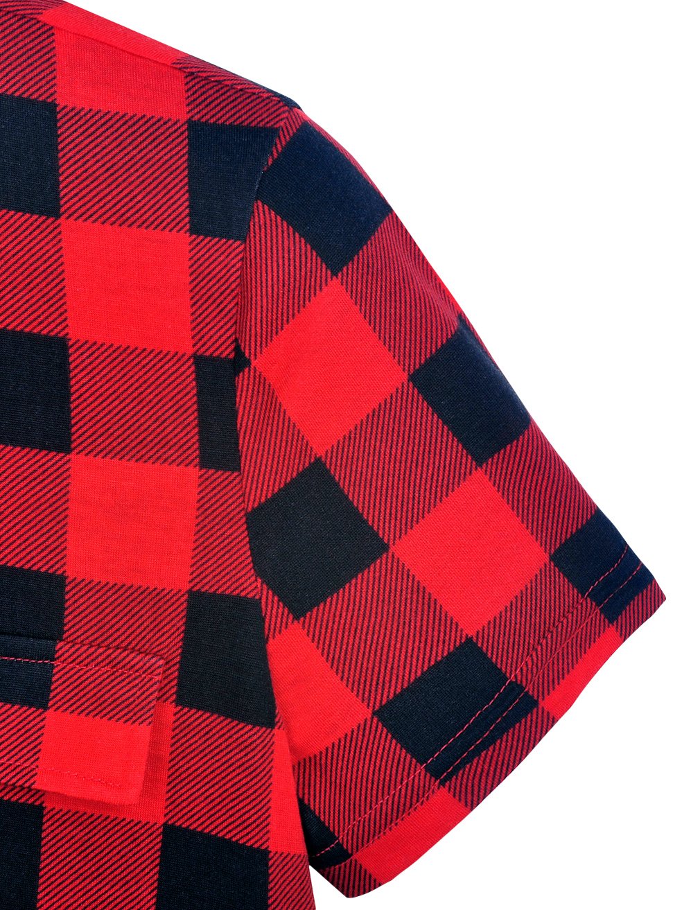 Derminpro Women\'s Plaid Tunics Summer Cute V Neck Cozy Lounge Short Sleeve Blouse Shirts Black Red Large