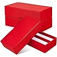 Henoyso 3 Pcs Double Row Coin Box Coin Holders for Collectors Coin Storage Box Coin Collecting Supplies Coin Box Coin Cases Collecting Coin Box, 9 x 2 x 2 Inch About Half Box (Red)