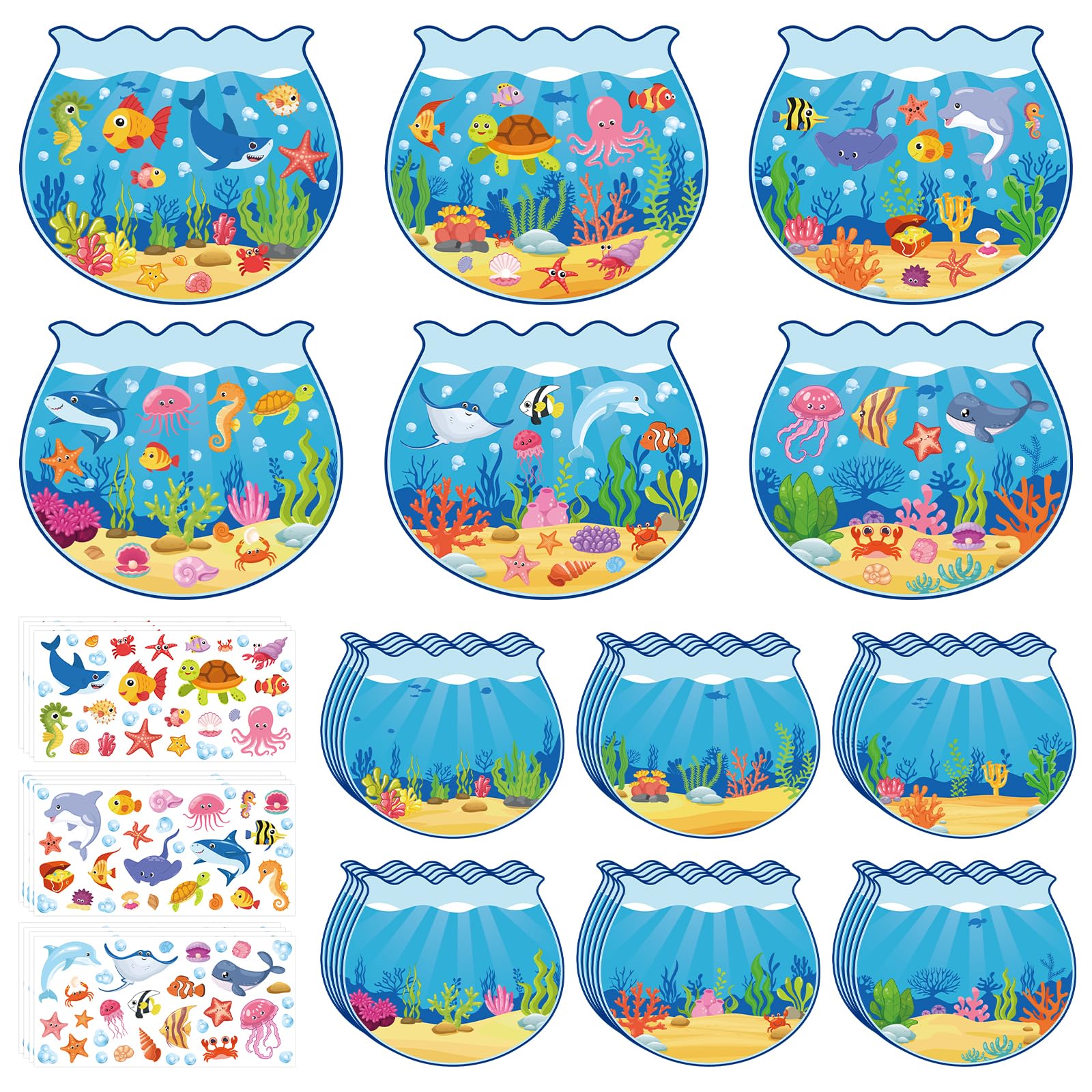 Photo 1 of 24PCS Summer Stickers Craft Kits,Make Your Own Animals World Under The Sea Scene Stickers,DIY Summer Crafts Scene with Shark Clown Fish Dolphins for Party Games Class Activities (Ocean 24PCS)