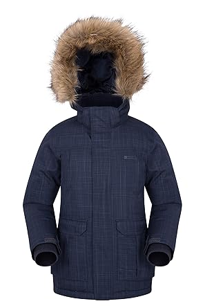 Mountain Warehouse Antarctic Jugend Daunen-Steppjacke - Wasserfest, atmungsaktiv, Winterjacke, versiegelte Nähte, Kunstfellbe