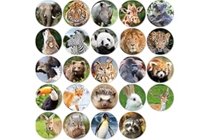 MOSHINING 480 Counts Cute Jungle Zoo Wild Animal Stickers 1.5 Round Adhesive Labels Stickers for Baby Shower Wild One Birthday Party Favors Goodie Gift Bag Invitation Envelope Sealing Birthday Card Wrap Decor