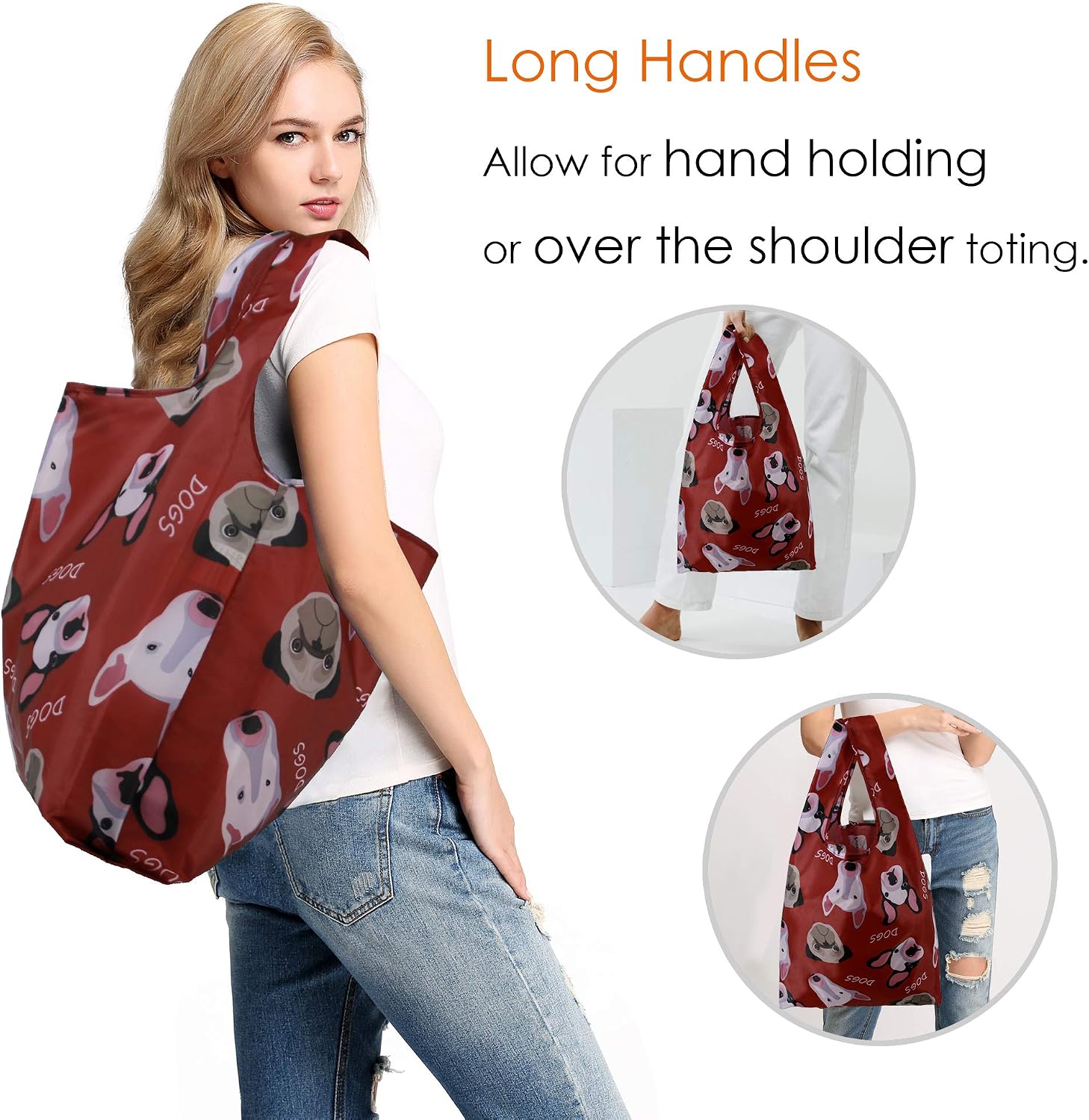 12 Pack Reusable Shopping Bags Foldable Heavy-duty Grocery Bag with Cute Animal Print for Men Women Penguins Turtles - Image 4