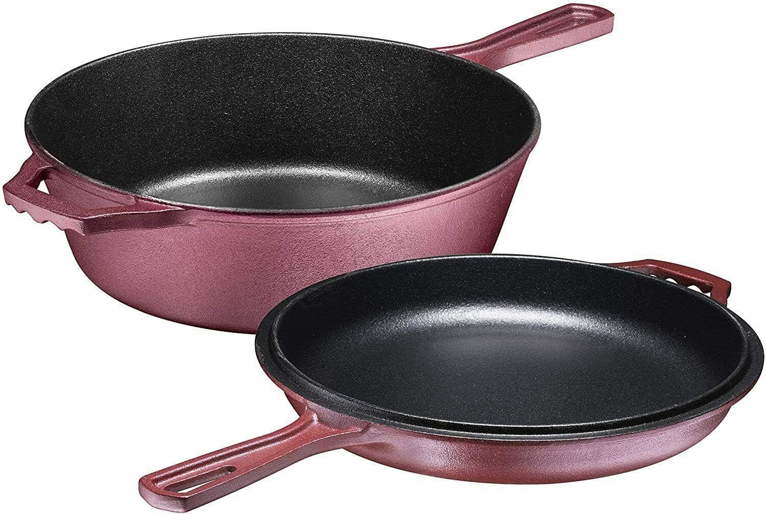 Cast Iron Dutch Oven and Deep Fryer Pan Set 3 Quart Skillets kitchen tools Pans for stove tops Iron skillet Frying pans Griddle pan for stove top Kitchen pans Iron skillets for cooking