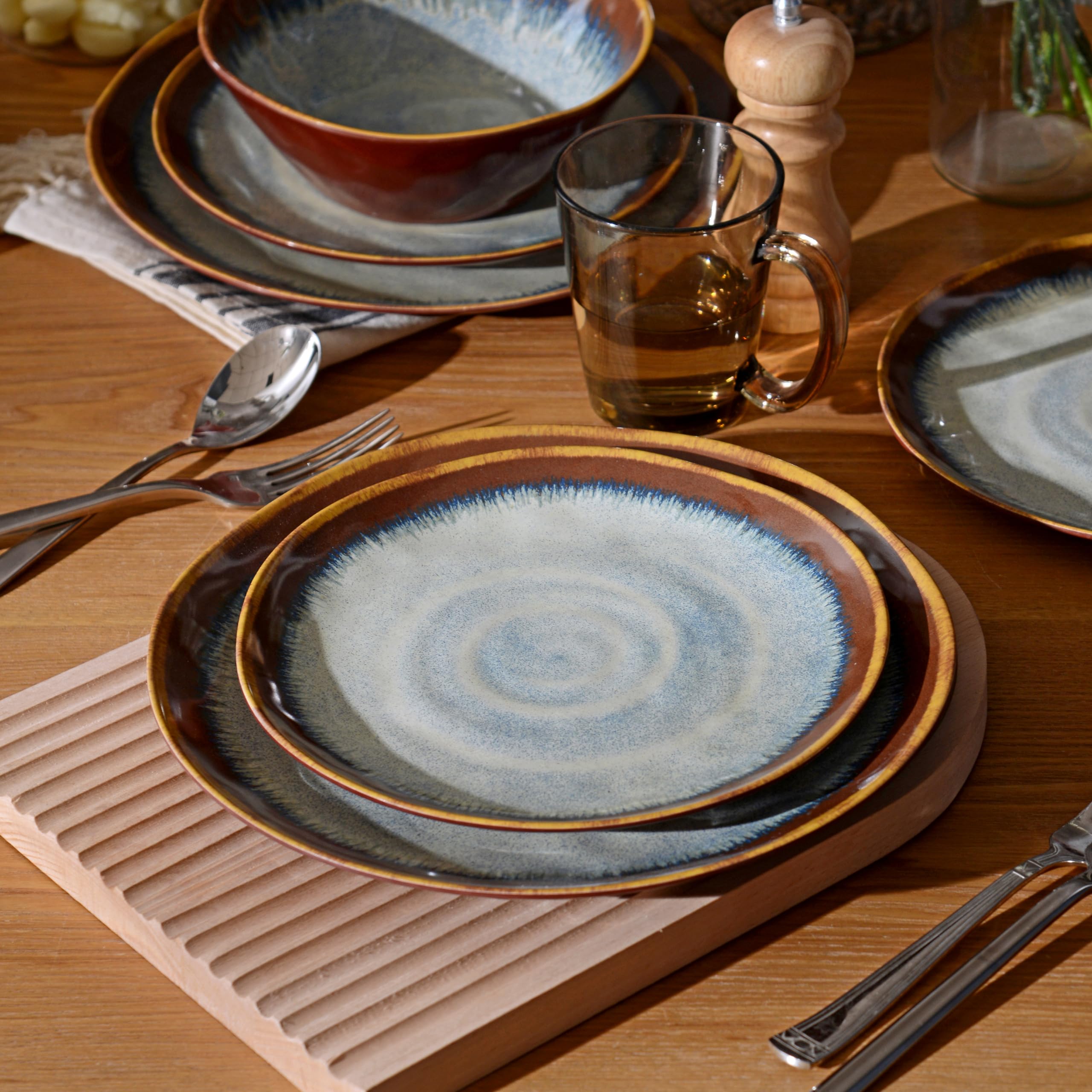 Photo 1 of Gufaith Melamine Dinnerware Sets,12Pcs Plate and Bowl Set,Unbreakable and Lightweight Dish Set,Great for Camping and RV,BPA free,Dishwasher Safe(Sandy Brown)