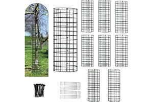 HOLANHING Tree Trunk Protector, 9 Pack Metal Mesh Tree Bark Protector 5'' Dia x 16-1/2'' H with Zip Ties & Stakes, Expandable tree guards trunk protector, Tree Protectors from Deer, Trimmers (9 Packs)