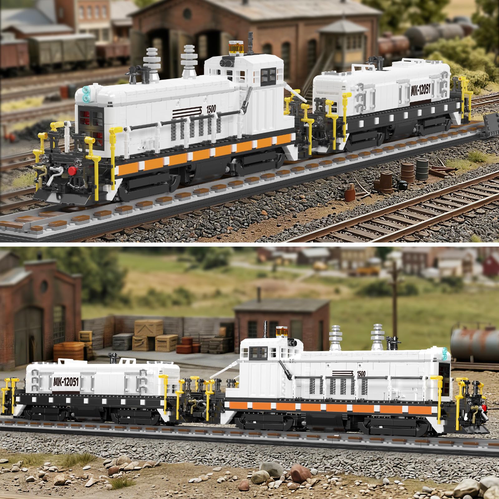Mould King 12051 Diesel Lok Klemmbausteine Set EMD SW1500, Große Rangierlok mit Schienen & Waggon, Technik Modellbau Zug für Erwachsene, Sammler Eisenbahn (2462+ Teile) 5