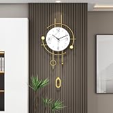 YIJIDECOR Wall Clocks for Living Room Decor Modern Silent Analog Wall Clock | Battery Operated for Kitchen Home Decorative Gold Iron Large Pendulum Clock Wall Decor for Bedroom Office Indoor 13x28inch
