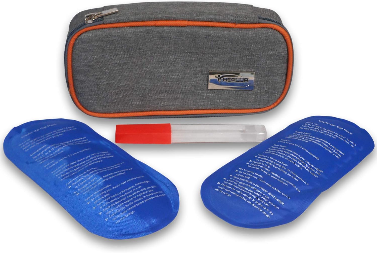 Travel Insulin Cool Bag by HEALUA- Diabetic Organizer Portable Medical Travel Cooler Case Pack with 2 X 48 Hour Extra Cool Reusable Ice Packs