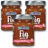 DeLallo Fig Spread, Made with Greek Kalamata Figs, Fruity Flavor with Mild Sweetness, Gourmet Condiment Spread for Charcuterie and Cheeseboards, Non-GMO, Gluten Free, Vegan, 10 oz Jar, (3 Pack)