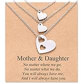 MANVEN Mother Daughter Necklace Set for 2/3 Mothers Day Gifts for Mom Daughter Matching Heart Jewelry Mom Gifts from Daughters Birthday Gifts for Daughter Women