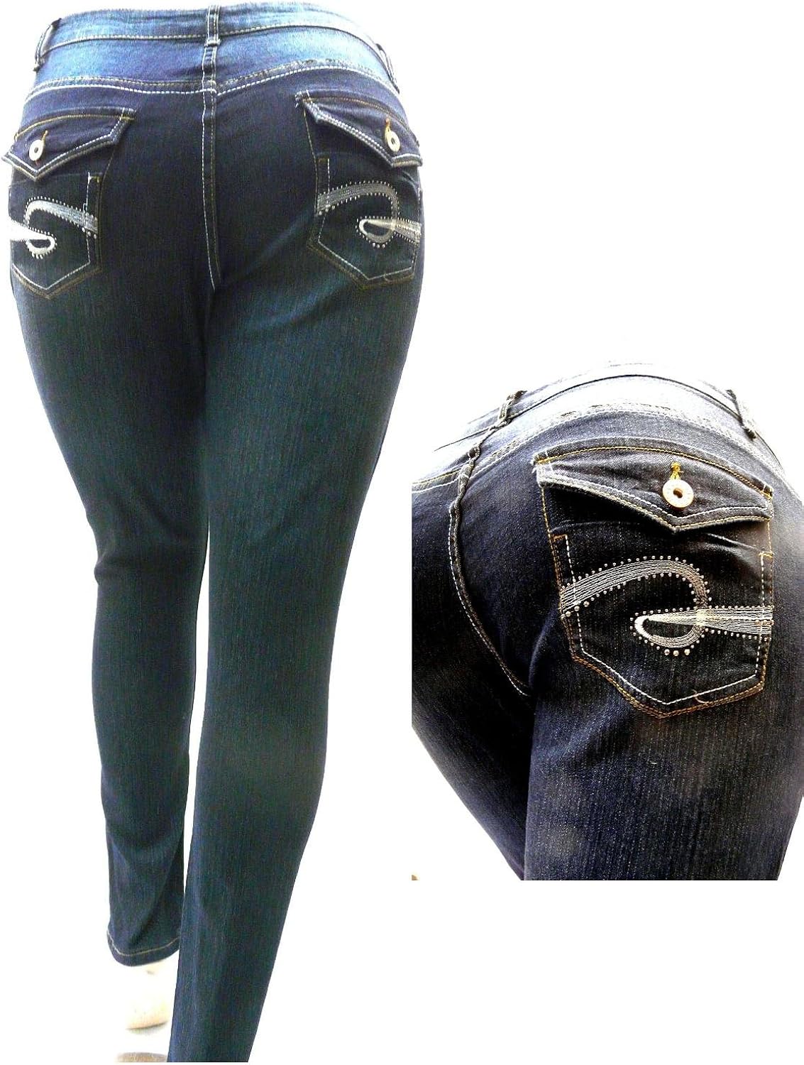 Cotton Farm Super Stretch HIGH Waist Women Plus Size Dark Blue Denim