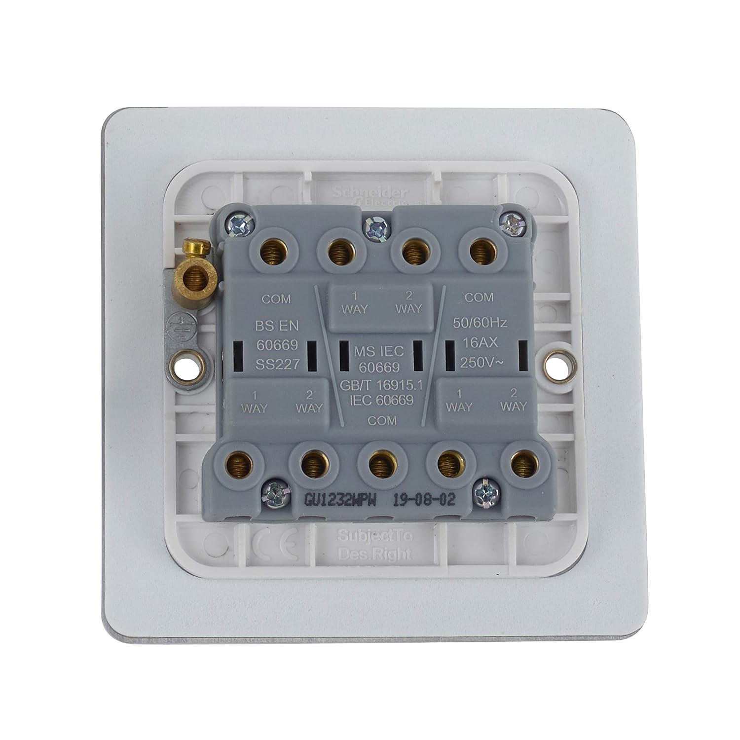 Schneider Electric Ultimate Flat Plate - 3 Gang 2 Way Light Switch, Single Pole, 16AX, GU1232WPW, Painted White with White Insert - Image 5