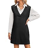 Zeagoo Women's Oversized Sweater Vest Dress V Neck Knit Pullover Sweater Vest Black
