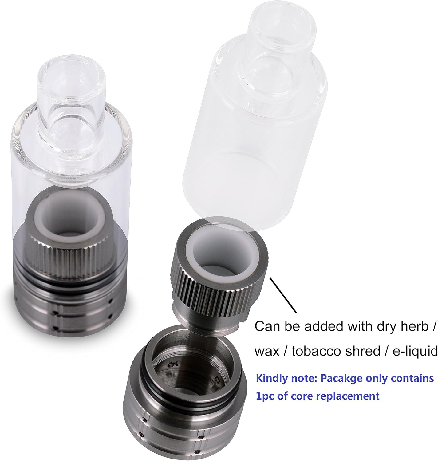 WOLFTEETH 1 Pack Genuine 0.5ohm Atomizer A Core Coil Head Replacement for WOLFTEETH MR. Bald III A Core 3 in 1 510 Compatible Atomizer Vaporizer Burner | Replaceable Core | Nicotine Free 113101 - Image 4