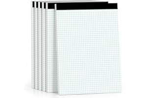MSKKSM Graph Paper Pads 8.5 x 11, 4x4 Graph Ruled, 6 Pack Graph Paper Notebooks, Grid Paper Pad Notebook 8-1/2" x 11" Graphing Paper, Perforated Quadrille Pad, 70GSM White 1/4 Graft Paper Pads, 30 Sheets/Pad