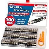 JOXICOL 100PCS Double Wire Plug in Connector Quick Wire Connectors | No stripping, no soldering. high-conductivity. Locking buckle design for a stable connection. Compact design