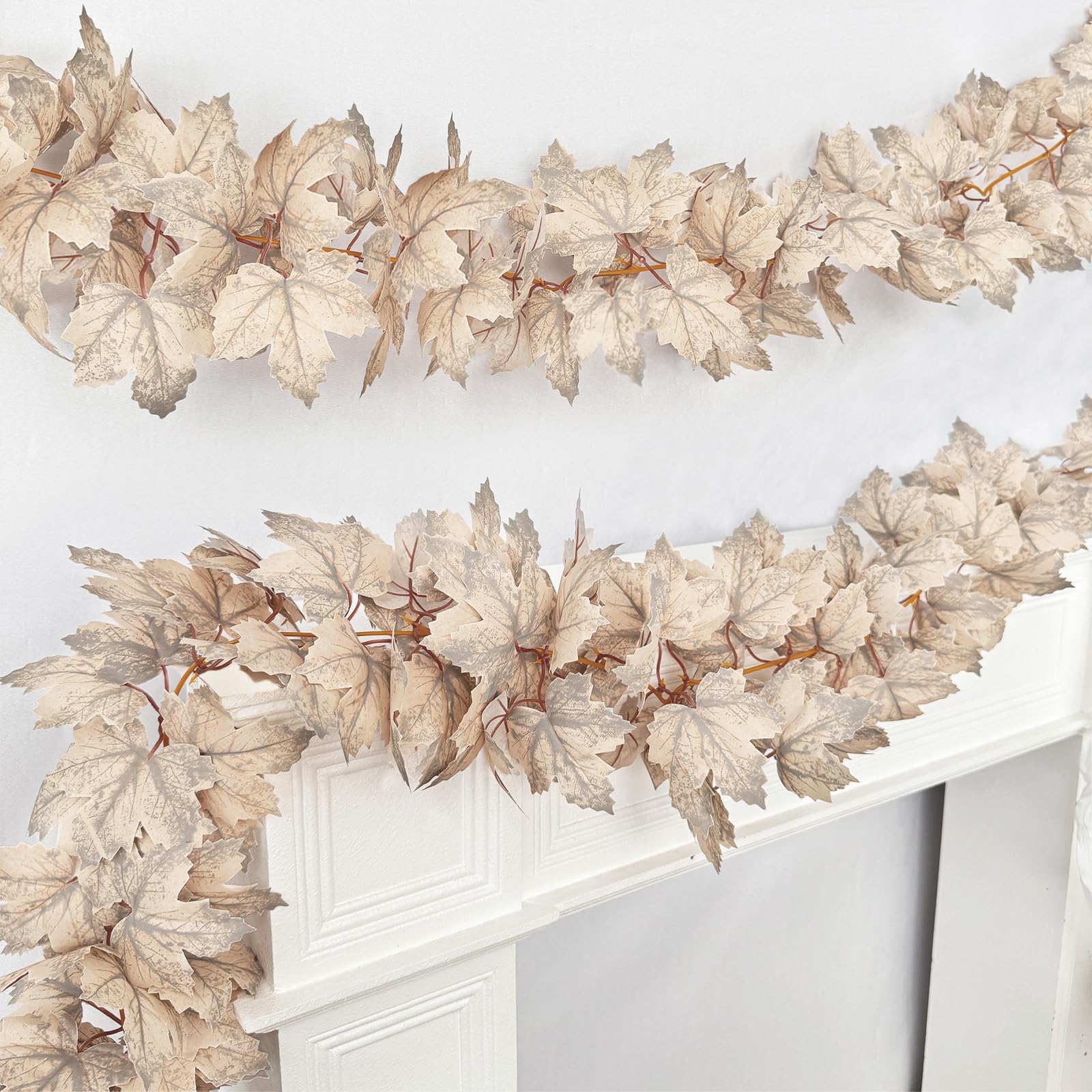 Photo 1 of 2 Pack 6 Ft Fall Garland Fall Thanksgiving Decorations Maples Leaves Garlands Artificial Autumn Foliage Garlands Thanksgiving Garland for Home Farmhouse Porch Wedding Mantle Fireplace Party Christmas