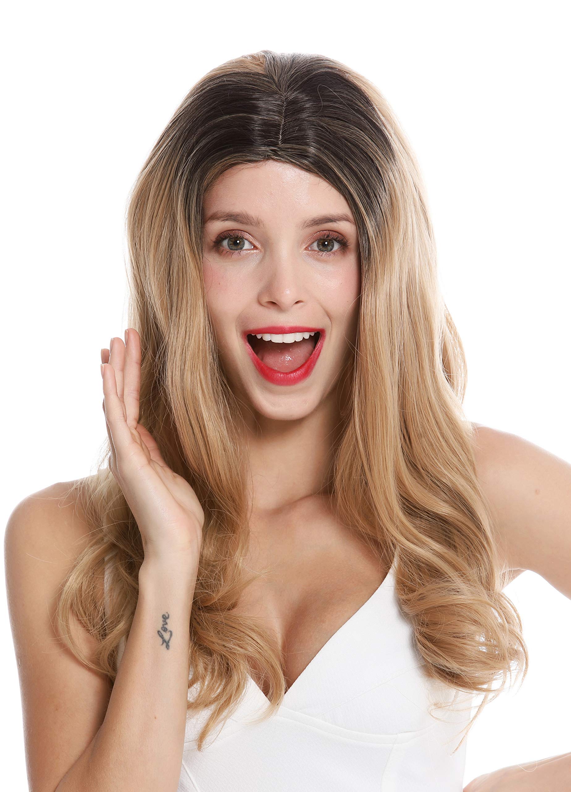 WIG ME UP - GFW3070AL-G213 women's quality wig long waved middle parting ombre black blonde