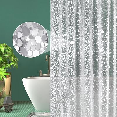 EurCross Eco-friendly Semi-Transparent Cobblestone Shower Curtain 54W x 72L