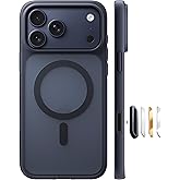 TORRAS Magnetic Shockproof for iPhone 17 Pro Case, Camera Control, Compatible with MagSafe, Military-Grade Protection, Stronger Slim Translucent Phone Case for iPhone 17 Pro, Black