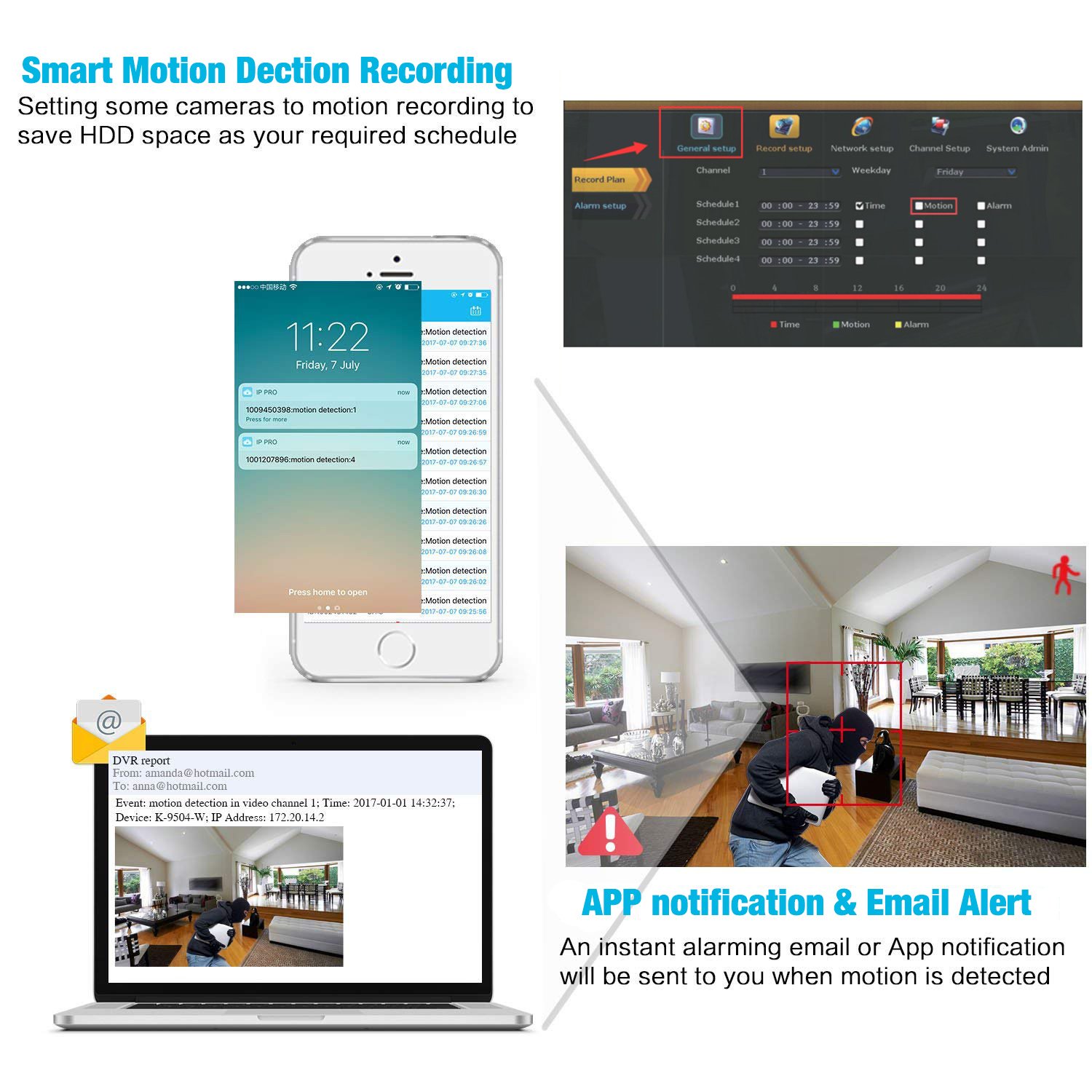 Security Camera Set Outdoor Wifi, 4 x 1080P Wireless CCTV Cameras Kit for Home Garden, IP Surveillance Camera System with Night Vision, Motion Detector, NVR Recorder with 1TB Hard Disk, IP66 Waterproof, Motion Sensor for Android,IOS & PC , 