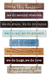 In This House We Do Family Sign Family Signs for Home Decor Rustic Farmhouse Decor for the Home Sign Wall Decorations for Living Room Modern Farmhouse Sign