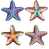 Betinyar 4pcs Metal Starfish Wall Art Decor, Outdoor Decor Garden Metal Wall Art Hanging for Home Decor, Ocean Theme Party Decorations Wall Sculptures for Indoor Bathroom Living Room (Starfish)