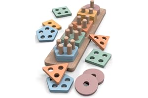 GOPO TOYS Montessori Toys for 1+ Year Old – Wooden Shape Sorter & Stacking Puzzle – Toddler Learning, Fine Motor Skills & Developmental Toy for Boys & Girls