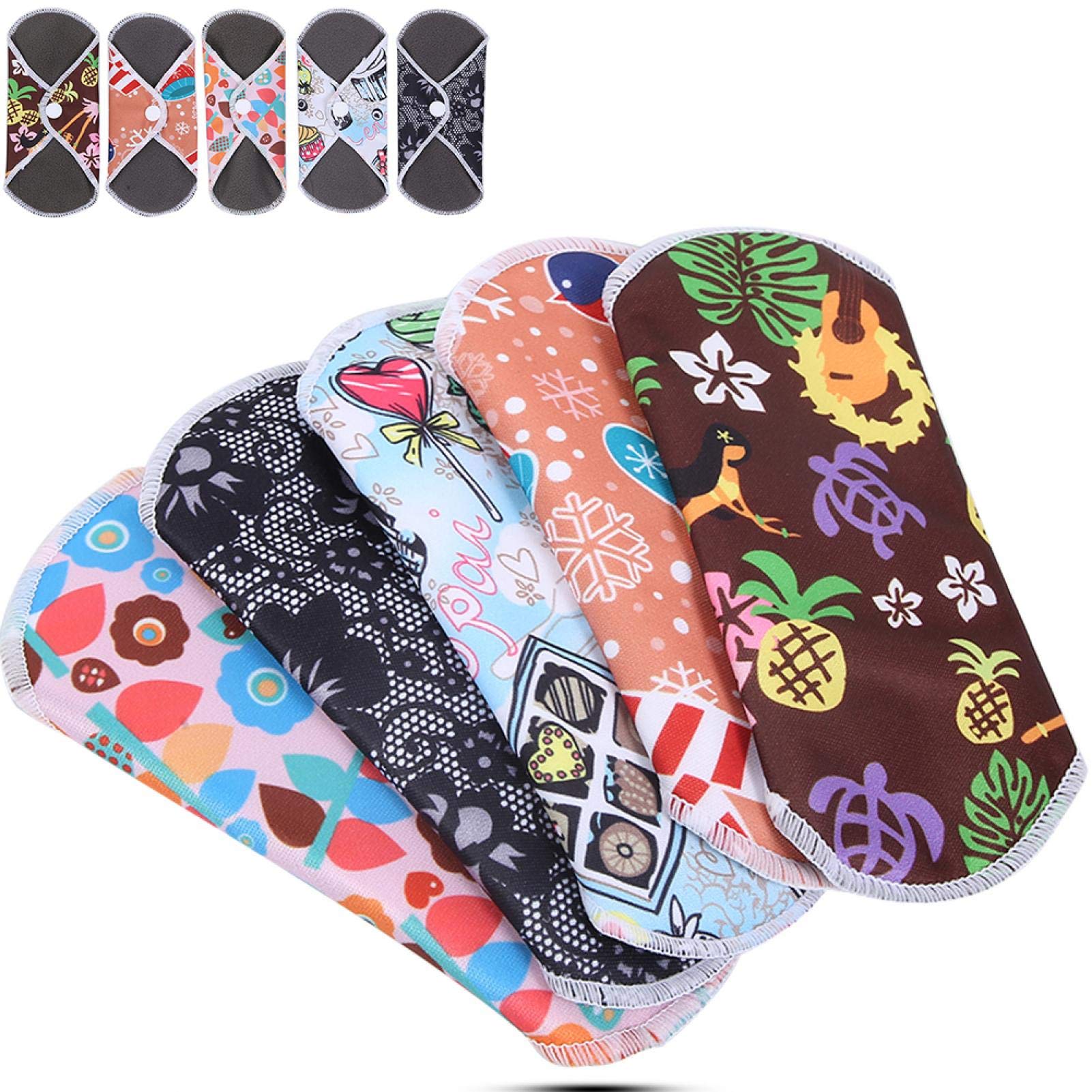 Menstrual Pad Reusable Waterproof Bamboo Charcoal Fiber Cloth Washable Women Sanitary Pad Bladder Support & Incontinence Pads Overnight Long Panty Liners for Comfort and Support(#2)