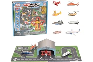 POPULAR PLAYTHINGS Mix or Match Vehicles, Magnetic Snap Toy Play Set, Micro Aircraft with Airplane Helicopter and More, Playm