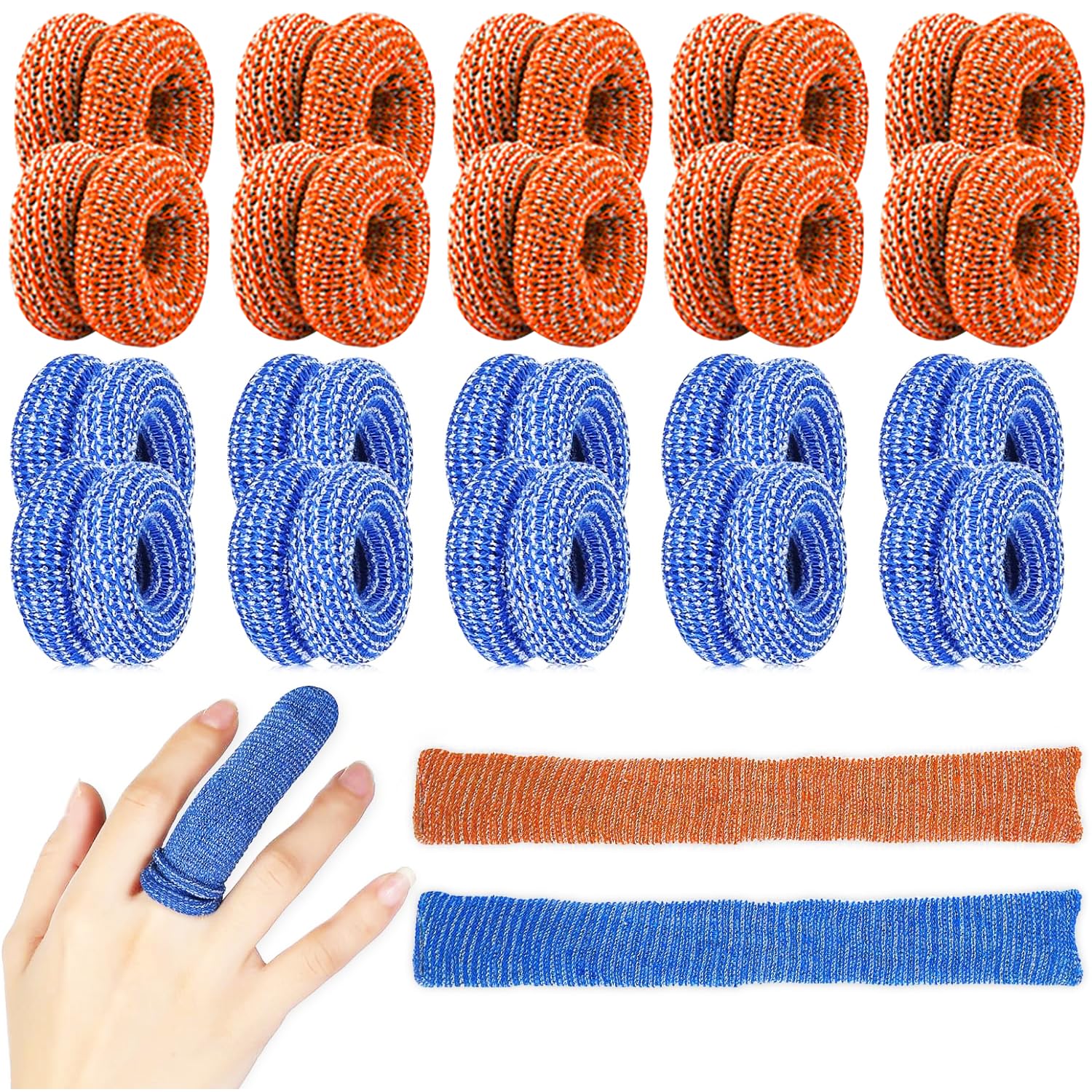 ZEACCT 20 Pcs Finger Protectors & Tubular Bandages for First Aid - Breathable Elastic Cots for Sprains, Swelling, and Injuries, Ideal for Sports or Daily Use (Includes Finger Cots)