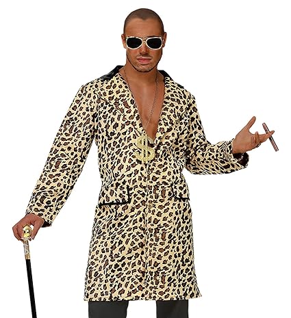 Widmann Casanova Hustler Zuhälter Rapper Mantel Leopardenmuster (Leopard, M / L)