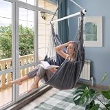 Ohuhu Hanging Chair Cotton Hammock Chair XL 150kg Dark Grey view 4