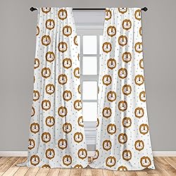 Lunarable Lion Curtains, Pattern of Triangles and