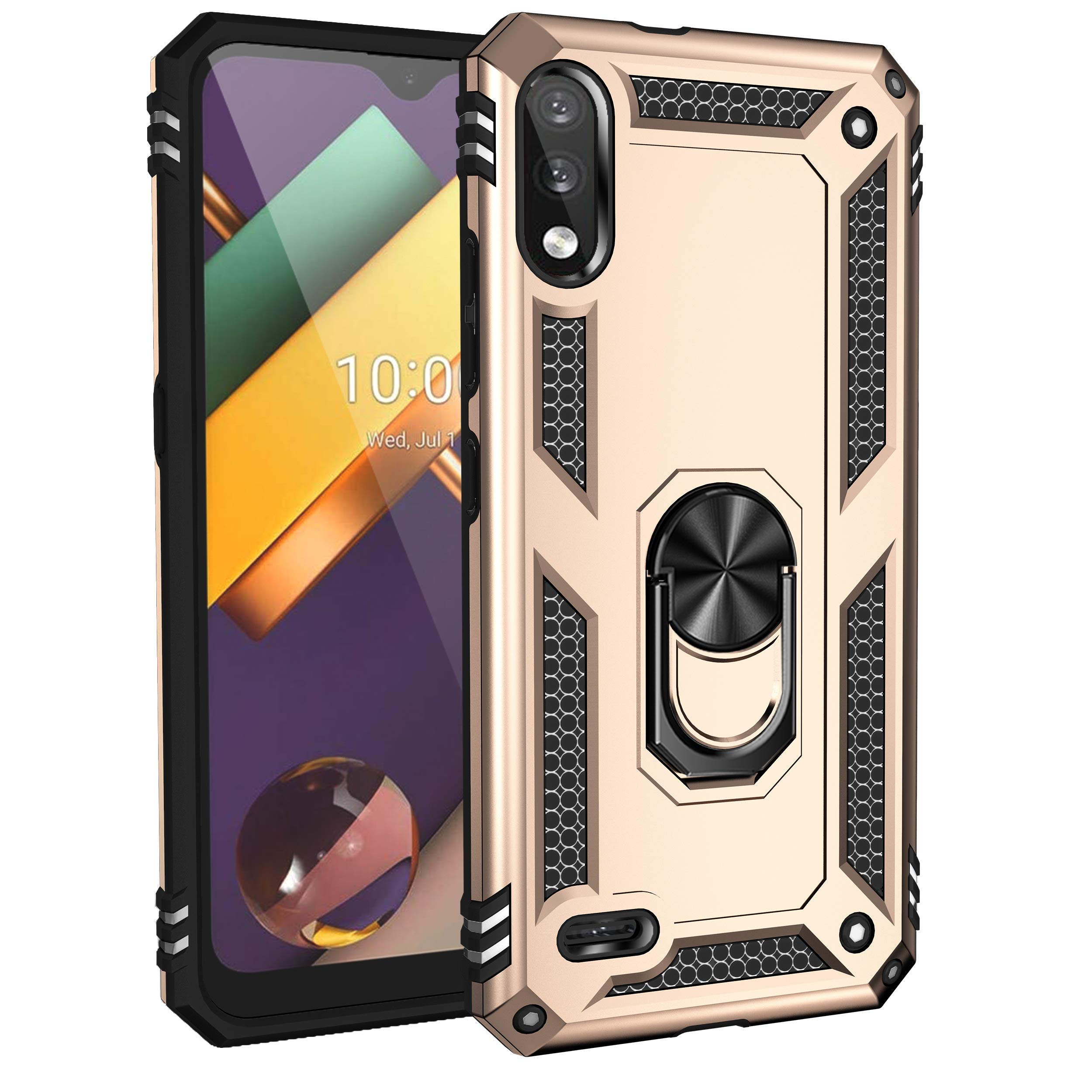 BestST Cover Compatible for LG K22/LG K32/LG K22 Plus Case,Screen Protector,Heavy Duty Dual Layer Shock Resistant Hybrid Protective Cases Rugged Shockproof Bumper Phone Case,Gold — image 1