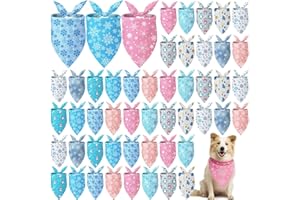 Weewooday 50 Pcs Winter Bandanas Bulk for Dogs Snowflake Cats Bandanas Charm Soft Triangle Bibs Adjustable Scarf for Small Medium Large Pets Winter Costume (31.5 x 21.7 X21.7 Inch)