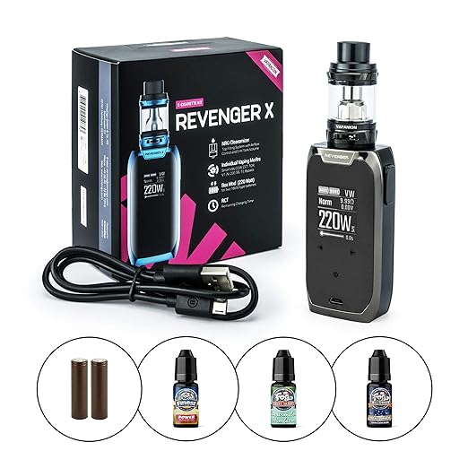 Vapanion/Vaporesso Revenger X Kit inkl. NRG Tank (5 ml) 2 x 3000mAh Akku + 3 x 10 ml Dr. Fog Liquid by Premium Labs (nikotinf