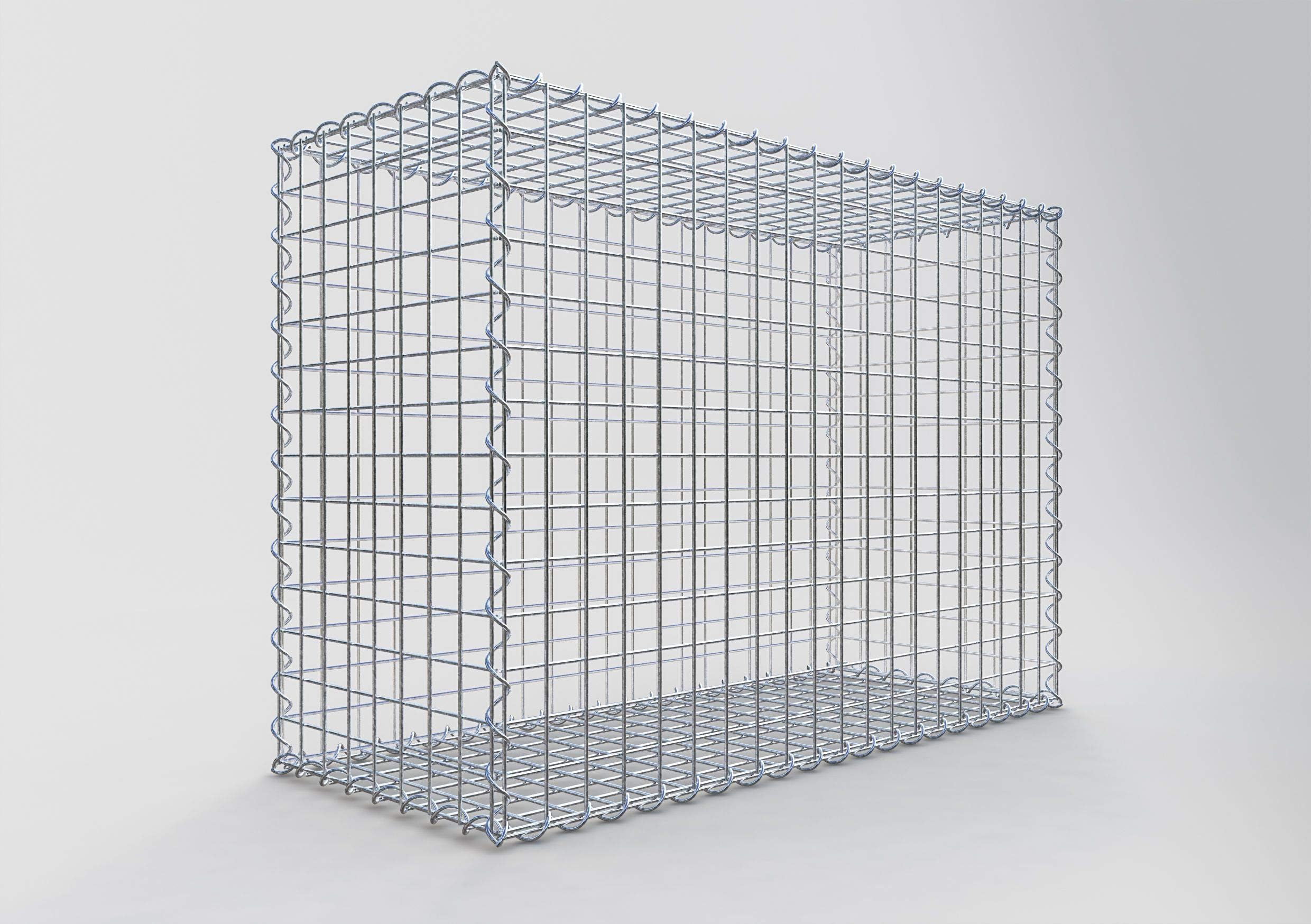 GABIONA Stone Basket Mesh 5 x 5 cm Depth 40 cm Spiral Hook Zinc Galvanised Square Gabion