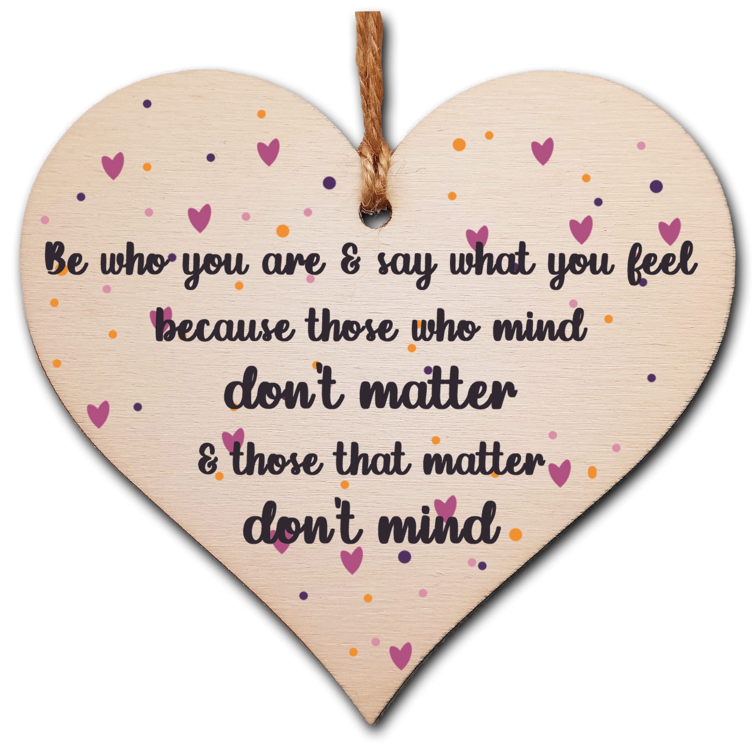 Wooden Hanging Heart with Inspirational Quote – Gift-Ready Rustic Wall Sign for Women, Teens, Friends – Thoughtful Home Decor Plaque