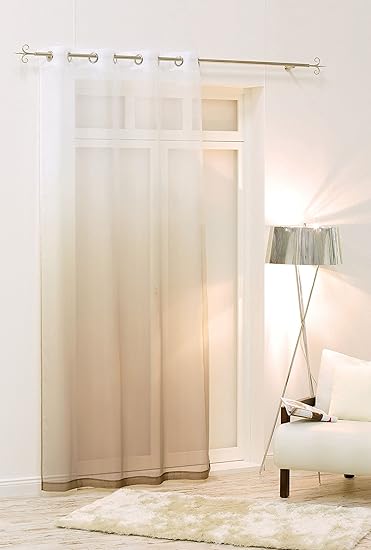 Brandsseller Ösenschal Deko Ösen Schlaufen Schal Vorhang Gardine Fenster Schals Rainbow - Beige/Weiss