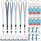 Billbotk Lanyards for Cruise Ship Card, 6 Sets Retractable Lanyard Key Card Holder Badge Reels with Waterproof Luggage Tags ID Holders Essentials Accessories RS5002MN
