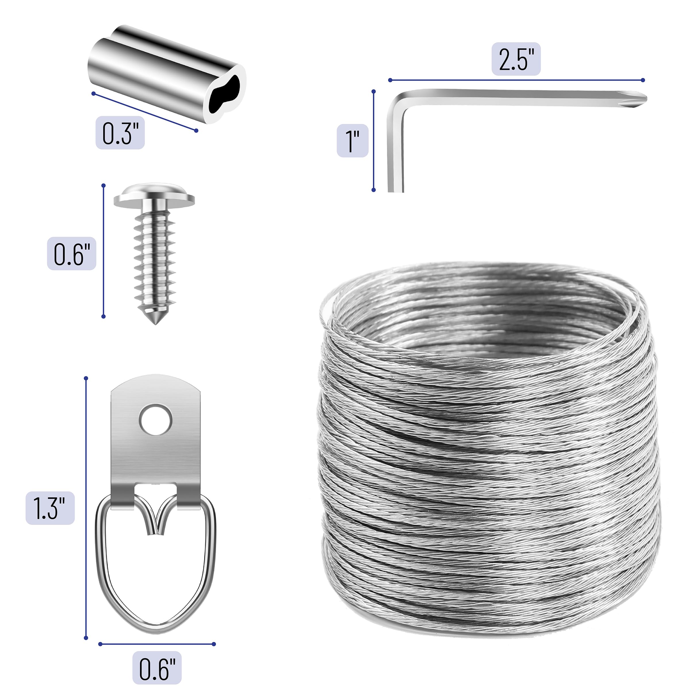 Mr. Pen- Picture Hanging Wire Kit, 100Ft Picture Wire Hanging, D Rings Picture Hanging, Picture Frame Hanging Kit, Picture Frame Wire, Wall Hanging Kit, Wire for Hanging Pictures, Painting Hanging Kit